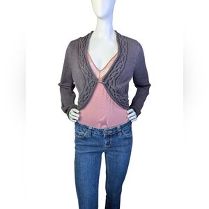 Y2K Esprit Cable Knit Cropped Cardigan, Bohemian, Size M